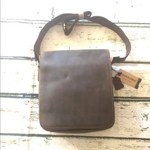 Jack&Chris Men's Handmade Leather Messenger Bag